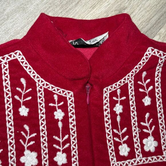 Vintage Womens Robe sz Medium USA Made Housecoat Duster Loungewear Valentine Red - Picture 2 of 5